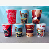 [HCM] Combo 100 Ly giấy đựng cafe 16oz ~ 480ml giữ nhiệt in hình, có nắp thân thiện môi trường