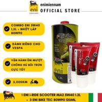 HCM Combo Eni Scooter MA2 5W40 1.2L  Nhớt Lap Eni Bike Tec 80W90 120ml