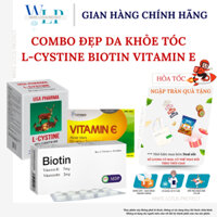 [HCM] Combo Viên uống đẹp da, khỏe tóc L-cystine - Biotin - vitamin E