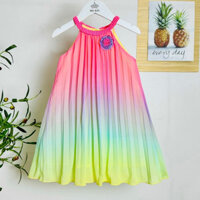 (HCM) Đầm cổ yếm maxi thắt bím cho bé gái cực xinh, váy maxi cổ yếm phồi màu dập ly chất mát cho bé từ 13-40kg
