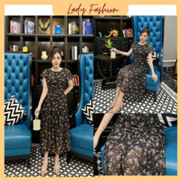 HCM Đầm hoa nhí 2 tầng tiểu thư - D071- Lady Fashion - Khánh Linh Style - 2XL