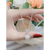 [HCM] Dây Chuyền Vòng Cổ Bạc 925 Dây Xoắn Kép Và Mặt Tròn Ngoc Trai Đính Đa cao cấp