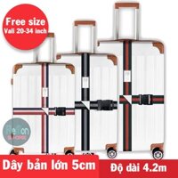 [HCM] Dây đai vali chữ thập 1 khóa Free size 20inch - 34inch buộc ràng vali du lịch bảo vệ khóa chống tung