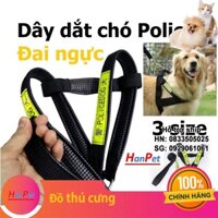 HCM-Dây dắt chó police phản quang - dây dắt kèm yếm đai yên ngựa cho chó cảnh sát - size đại ( chó 25-35kg)