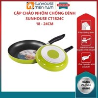 (HCM Giao 2H) Chảo chống dính đôi CT1824C SUNHOUSE 18cm 24cm chất liệu hợp kim nhôm siêu bền đáy chảo sần chống trơn