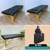 [HCM] Giường Xếp Vali Chân Gỗ - Spa, Nối Mi, Tatoo, Massage Trị Liệu