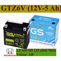 [HCM-GV] Ắc quy Khô GS GTZ6V,12V-5Ah (Tặng móc khoá)-Xe tay ga Honda SH,Lead 125,Vision,AB,PCX  dòng xe mới