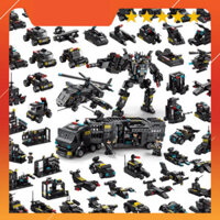 [HCM hỏa tốc] Bộ lắp ráp police city biệt đội swat , lắp ghép mô hình xanh xe robot và máy bay gần 1000 chi tiết X1492