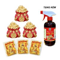 [HCM - KÈM VÀNG] COMBO 3 HŨ ĐỰNG MUỐI GẠO TÀI LỘC MAY MẮN 2023 CỰC ĐẸP - TẶNG KÈM NƯỚC RỬA BÀN THỜ