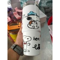 [HCM] Ly Giữ Nhiệt Hoạt Hình Nhám 900ml Kèm Ống Hút  Nhựa Tạp Hoá Gia Dụng Thông Minh