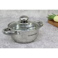 [HCM] Nồi 2 quai inox 3 đáy nắp kính16, 20, 24 cm Sunhouse SH22120 - BỀN ĐẸP - DÙNG ĐƯỢC CHO MỌI LOẠI BẾP