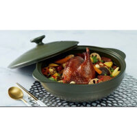 HCM-Nồi sứ Minh Long 1L/2L/3L Luna thân thấp hàng sale dùng bếp gas và hồng ngoại -màu Xanh Rêu