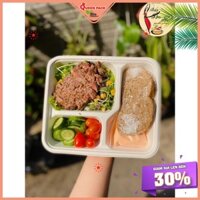 [HCM QP] Sỉ 50 Hộp Cơm 3 Ngăn Làm bằng Bã mía  Kèm nắp Nhựa PET Cao Cấp, Dùng Để Đựng Cơm Cho Nhà Hàng Khách Sạn