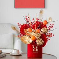 HCM- SET CẮM SẴN  Lọ Hoa Trang Trí Tết Bình Hoa Đào Đông Cắm Sẵn Nhiều Mẫu Mã Đón May Mắn  ( BÁN CẢ SET HOA VÀ BÌNH)