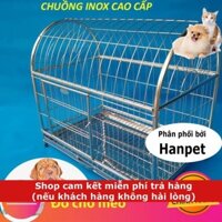 HCM-(Size 2) Chuồng chó mèo inox mái vòm và mái vuông Lồng inox xịn tặng kèm khay hứng inox Lồng chó inox