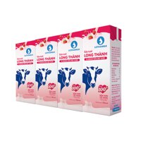 [HCM] Sữa tươi tiệt trùng Long Thành Lothamilk hương dâu ( Lốc 4 hộp × 180ml ) LazadaMall
