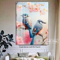 [HCM] Tranh Thêu chữ thập Mẫu Mới Đôi Chim A645 (55*75cm) Chưa Thêu