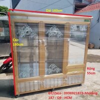 (HCM) - Tủ nhôm kính treo quần áo buồng có ngăn kéo KT: 160x55x180cm - TNKQAB1618 – ( Feeship KV Tp. HCM )