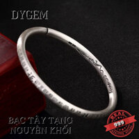 HCM - Vòng bạc  - kiềng tay bạc hoa sen Tây Tạng  khắc chữ Tâm kinh bạc s999 Nguyên chất