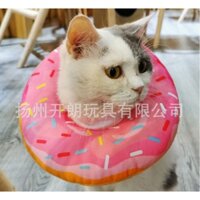 [HCM] Vòng cổ chống liếm dành cho chó, cho mèo, cho thú cưng hình bánh donut dâu siêu đáng yêu