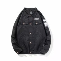 [HCM]ÁO KHOÁC JEAN NAM VẢI DENIM ĐEN THÊU ĐỘC LẠ CÓ BIG SIZE + ÁO THUN NGẪU NHIÊN MẶC KÈM