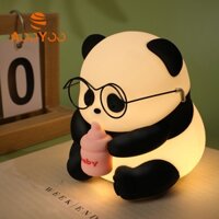【HCM】Aooyoo Panda Để Bàn Đèn Ngủ Dễ Thương Gấu Trúc Ngủ Bé Đèn Bàn Trang Trí Nhà USB có thể sạc lại Đèn bàn