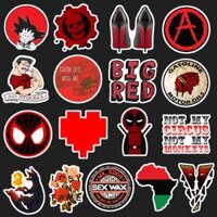 [HCM]Bộ hình dán Đỏ Đen - Black Red Sticker cao cấp trang trí không thấm nước - Owl Sticker