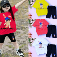 [HCM]Bộ quần áo bé GÁI chất liệu thun dày mịn thoáng mát in hình THỎ RABBIT cho bé 20kg-50kg