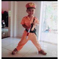 {HCM}_Bộ quần áo chú công an dành cho bé trai & bé gái kiểu dáng rộng , quần áo hoá trang chú công an trẻ em size 10-30k