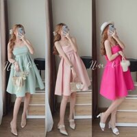 [HCM][Freeship Maxx 0đ] Đầm Babydoll 2 dây nơ lưng siêu xinh chất liệu xốp thái cao cấp Dx125