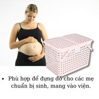 (HCM)Giỏ đựng quần áo ,làn đi sinh inochi TOKYO đựng đồ đi sinh có nắp nhựa cho mẹ và bé tiện dụng