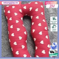 [HCM]Gối Ôm Bà Bầu Hình Chữ U Có Ruột Bông,vải mềm mịn,bông trắng-mẫu tim đỏ