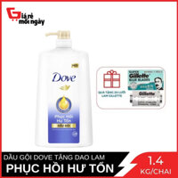 [HCM][Khuyến mãi dành cho Salon] Dầu gội Dove Phục hồi Hư tổn 1400g tặng kèm 20 lưỡi lam London