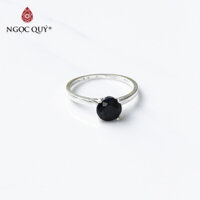 [HCM]Nhẫn bạc mặt đá sapphire đen mệnh thủy mộc - Ngọc Qúy Gemstones