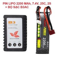 [HCM]Pin LIPO 2200 MAh 7.4V 25C 2S và bộ sạc B3AC Build Power