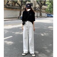 [HCM]QUẦN JEANS NỮ ỐNG SUÔNG TRẮNG LƯNG CAO DÀI CHẠM MẮT CÁ