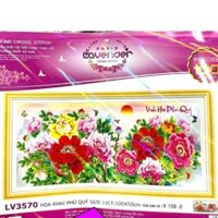 [HCM]Tranh thêu chữ thập mẫu đơn hoa khai phú quý LV3570 - kích thước 100 * 50