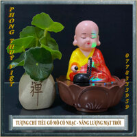 [HCM]Tượng chú tiểu tụng kinh gõ mõ năng lượng mặt trời MẪU MỚI có nhạc