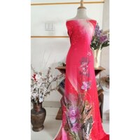 [HCM]Vải áo dài cao cấp hoạ tiết hoa đính đá (lụa hoa hồng)
