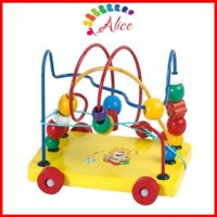 [HCM]Xe kéo luồn hạt gỗ - Đồ chơi thông minh cho bé