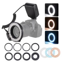 HD-130 Macro LED Ring Flash Light LCD Display 3000-15000K GN46 Power Control with 3 Flash Diffusers 8 Adapter Rings for Canon Nikon Panasonic Pentax Olympus Cameras