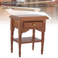 HDbabies 1:12 Quy mô Doll House Nightstand thu nhỏ bàn cạnh giường hạt dẻ Nội thất tủ gỗ cho phụ kiện
