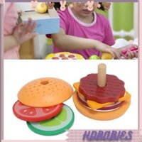 HDbabies Fecamos giả vờ chơi đồ chơi giáo dục thức ăn nhanh tập hợp tập hợp gỗ composite trí tưởng tượng cho nhà (hamburger)