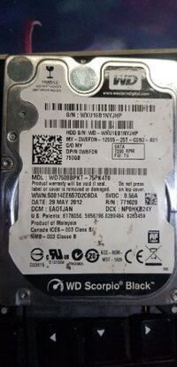 HDD WD Black 2.5 inch 750GB 7200RPM