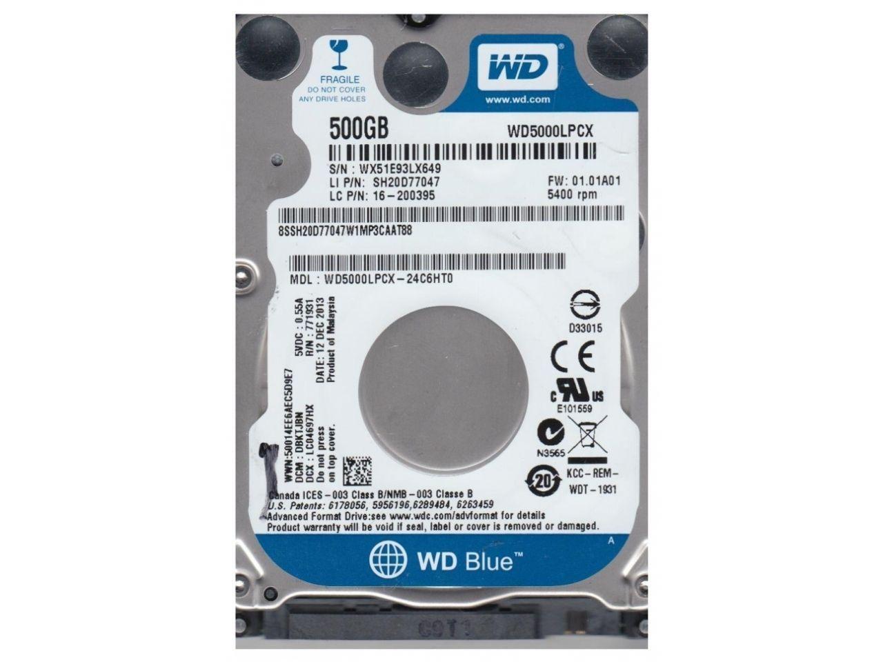Ổ cứng HDD Western 500GB - WD5000BPVT/WD5000LPVX