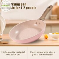Hdmeliana Chảo đáy phẳng chống dính Chảo trứng chiên Mini Nồi đá lúa mì Nồi cảm ứng Bếp Gas Nồi thức ăn cho bé đa năng VN