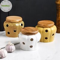 Hdmeliana Trắng Gốm Tỏi Bảo Quản Lọ Có Nắp Tinh Tế Rỗng Bảo Quản Bình Tỏi Gừng Lọ Nến Chụp Đèn Hộp Kẹo Hộ Gia Đình VN