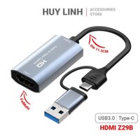 [HDMI Capture] Hub chuyển từ cổng HDMI to Type-C/USB 3.0 hỗ trợ ghi hình nhanh từ Livestream tương thích Full Soft OBS