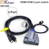 HDMI KVM Switch 2 port HDMI 2.0 4K 60Hz dạng cáp Kinan HD1302
