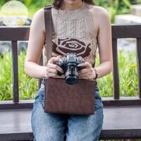 Hdmnatalie Retro Túi DSLR Đeo Ngang Đeo Vai Túi Máy Ảnh Di Động Du Lịch Ngoài Trời Chụp Cho Fuji XT5 XS20 XM5 XT50 Sony A7C2 Canon R50 VN